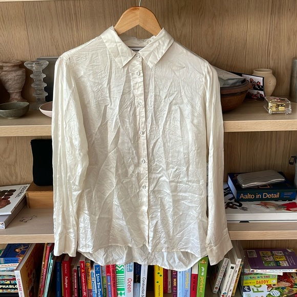 Uniqlo x Ines de la Fressange silk shirt size small ivory - Picture 1 of 4